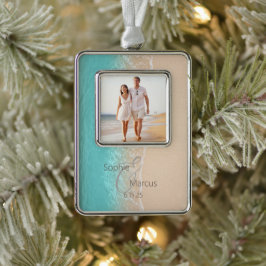 Tropisch strand verzilverd omlijst ornament