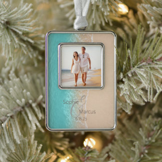 Tropisch strand verzilverd omlijst ornament