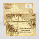 Tropisch strand vintage ets-test ansichtkaart briefkaart (Voorkant / Achterkant)
