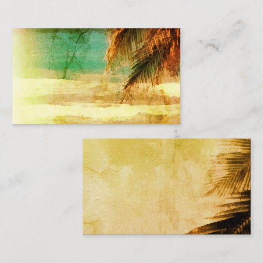 Tropisch strand visitekaartje sjabloon palmbladere (Voorkant / Achterkant)