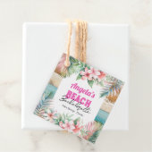 Tropisch strand vrijgezellenfeest bedankjes labels (In situ)