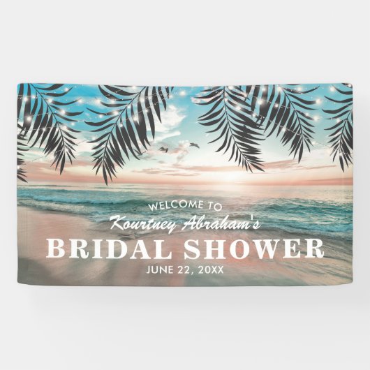 Tropisch strand Vrijgezellenfeest | Koord van lich Spandoek (Horizontaal)