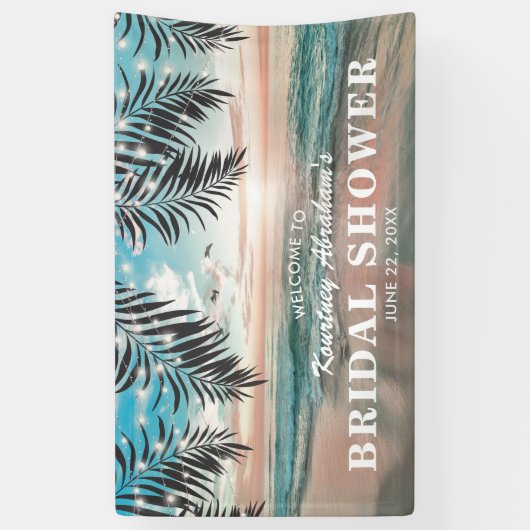 Tropisch strand Vrijgezellenfeest | Koord van lich Spandoek (Verticaal)