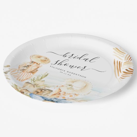 Tropisch strand Vrijgezellenfeest Papieren Bordje (Gekanteld)