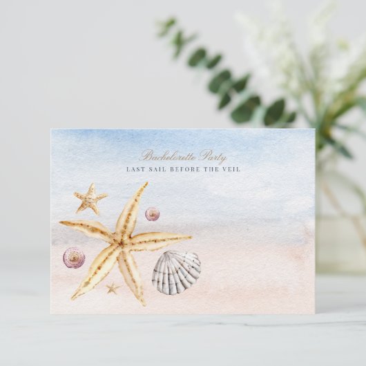 Tropisch strand vrijgezellenfeest uitnodiging  (Staand voorkant)