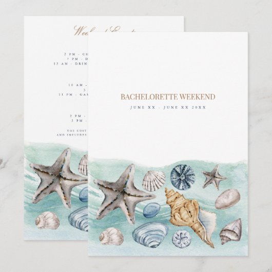 Tropisch strand vrijgezellenweekend uitnodiging  (Voorkant / Achterkant)