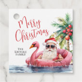 Tropisch strand Vrolijk Kerstfeest Bedankjes Labels (Voorkant)