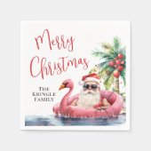 Tropisch strand Vrolijk Kerstfeest Servet (Voorkant)