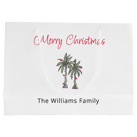 Tropisch strand Vrolijke kerstpalmbomen Groot Cadeauzakje (Achterkant)