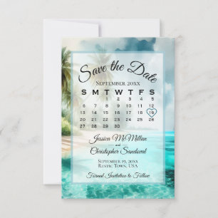 Tropisch Strand Watercolor Chic Kalender Trouw Save The Date