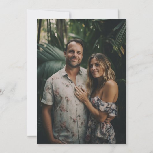 Tropisch strand Waterverf Destination Wedding Save The Date (Achterkant)