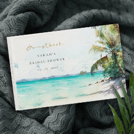 Tropisch strand waterverf palmboom bruidsdiner gastenboek