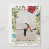 Tropisch strand | Weddenfoto Bedankkaart (Voorkant)