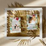 Tropisch strand | Weddenfoto Bedankkaart<br><div class="desc">Elegant en eenvoudig bruiloft bedankt u de sjabloon tweezijdige kaart met een mooi, vrij-gespierd script "bedankt" dat in elke kleur kan worden veranderd. Mooie zachte handpalmen lijst je volledige lijst foto met extra foto en personalisatie op de achterkant. Toes in het zand, golven die de kust kruipen, een warme zomerbries—deze...</div>