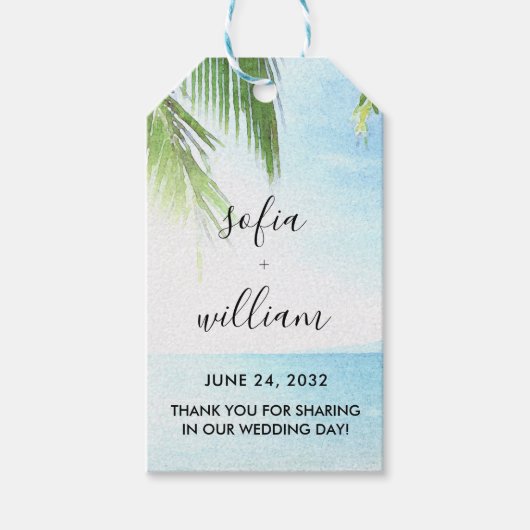 Tropisch strand Weddenschap voor Labels met cadeau Cadeaulabel (Voorkant)