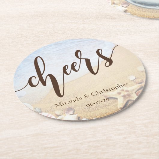 Tropisch strand Weddenschap Zomer Ronde Kartonnen Onderzetter (Gebogen)