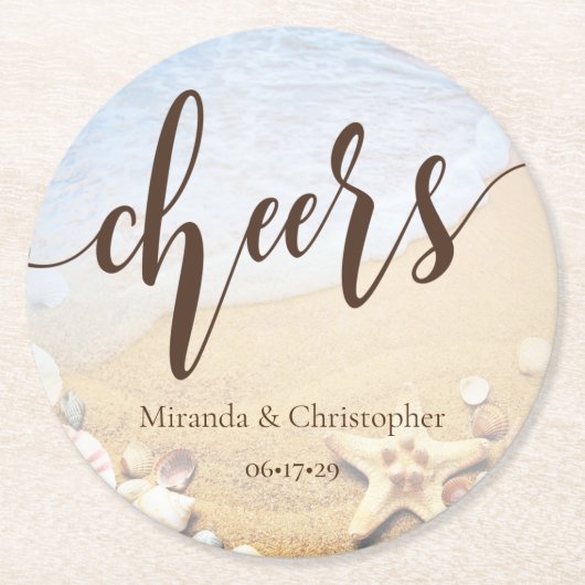 Tropisch strand Weddenschap Zomer Ronde Kartonnen Onderzetter (Voorkant)