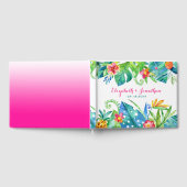 Tropisch strand Wedding Berry Pink Blauwgroen Flor Gastenboek (Volledig)