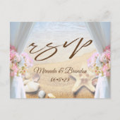 Tropisch strand Wedding Starfish Shells RSVP Aankondigingskaart (Voorkant)