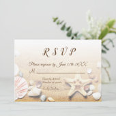 Tropisch strand Wedding Starfish Shells RSVP Kaart (Staand voorkant)