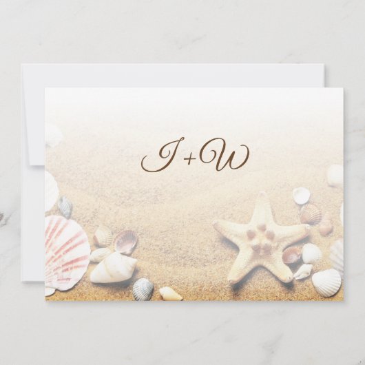 Tropisch strand Wedding Starfish Shells RSVP Kaart (Achterkant)
