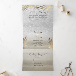 Tropisch strand Wedding Tri-Fold Uitnodiging