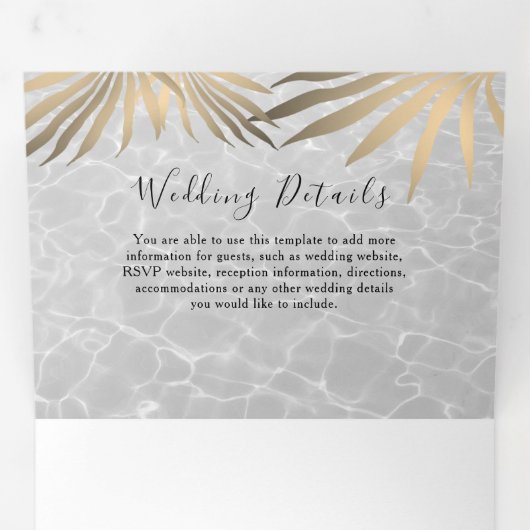 Tropisch strand Wedding Tri-Fold Uitnodiging (Binnenzijde eerst)