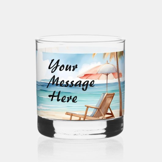 Tropisch strand whisky glas (Voorkant)