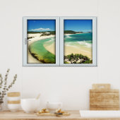 Tropisch strand White, 2-paanvensterverlichting Poster (Keuken)
