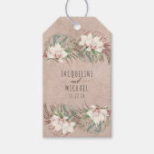 Tropisch strand Witte orchidee bloempalmblad Cadeaulabel (Voorkant)
