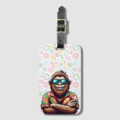 Tropisch/strand yeti/bigfoot bagagelabel (Voorkant (verticaal))