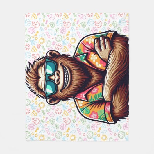 Tropisch/strand yeti/bigfoot fleece deken (Voorkant)