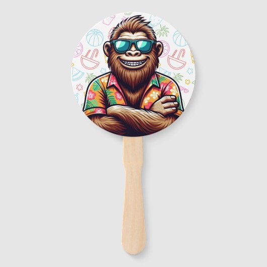 Tropisch/strand yeti/bigfoot handwaaier (Voorkant)