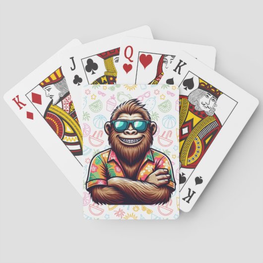 Tropisch/strand yeti/bigfoot pokerkaarten (Achterkant)