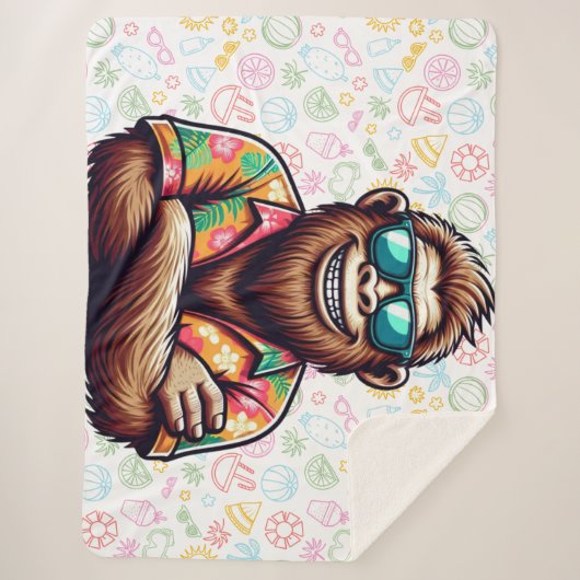 Tropisch/strand yeti/bigfoot sherpa deken (Voorkant)