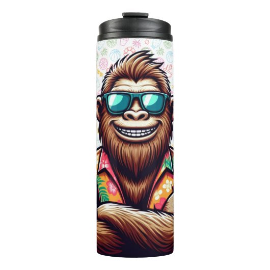 Tropisch/strand yeti/bigfoot thermosbeker (Voorkant)