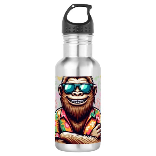 Tropisch/strand yeti/bigfoot waterfles (Voorkant)