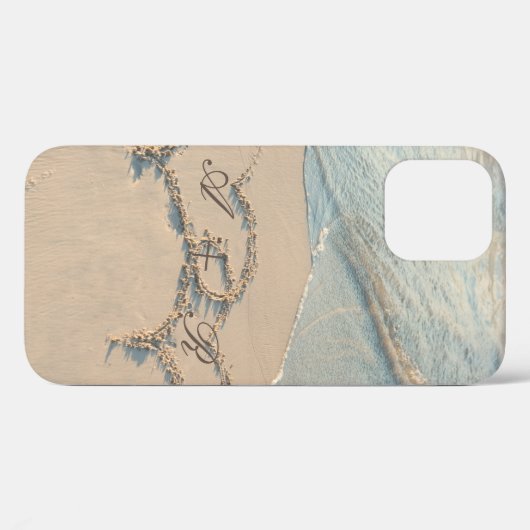 Tropisch strand, zand-hartenmonogram Case-Mate iPhone case (Achterkant (horizontaal))