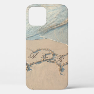 Tropisch strand, zand-hartenmonogram Case-Mate iPhone case