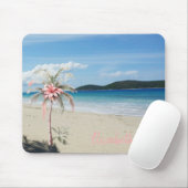 Tropisch strand, Zand, Palmboom, Bloem Muismat (Met muis)