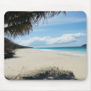 Tropisch strand, zand, palmboom - Persoonlijk Muismat