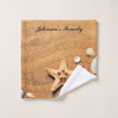 Tropisch strand Zand Sand Seashells Custom Bath To Bad Handdoek (Wasdoekje)