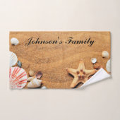 Tropisch strand Zand Sand Seashells Custom Bath To Bad Handdoek (Handdoek)