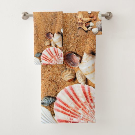 Tropisch strand zand schelpen op maat  Badhanddoek Bad Handdoek (Insitu)