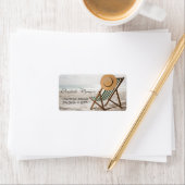 Tropisch strand, Zand, Stoel, Relax Etiket (Insitu)