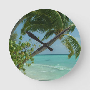 Tropisch strand Zand Sun Water Ocean Waves Surf Ar Ronde Klok