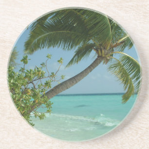 Tropisch strand Zand Sun Water Ocean Waves Surf Ar Zandsteen Onderzetter