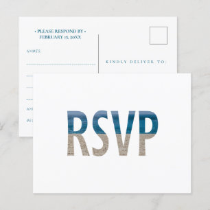 Tropisch strand Zand Water Foto Weduwschap RSVP Uitnodiging Briefkaart