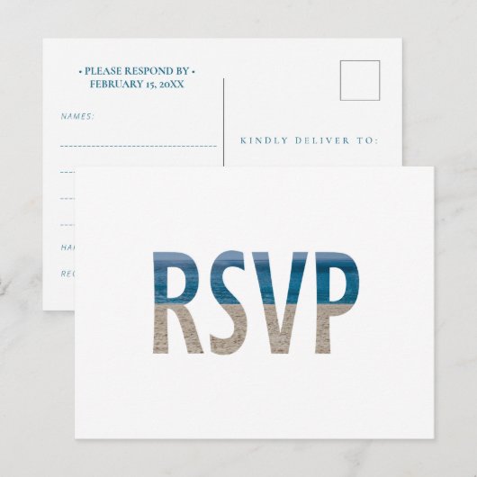 Tropisch strand Zand Water Foto Weduwschap RSVP Uitnodiging Briefkaart (Voorkant / Achterkant)