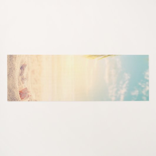 Tropisch strand, Zand, Zeeschelpen, Palm Yogamat (Achterkant (horizontaal))